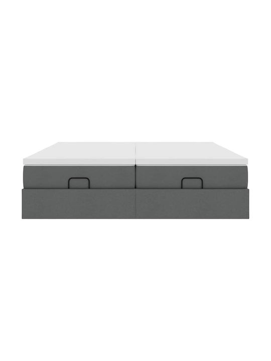 King Size Bed Base Upholstered with Fabric Dark Gray with Slats & Mattress 180x200cm 3311242