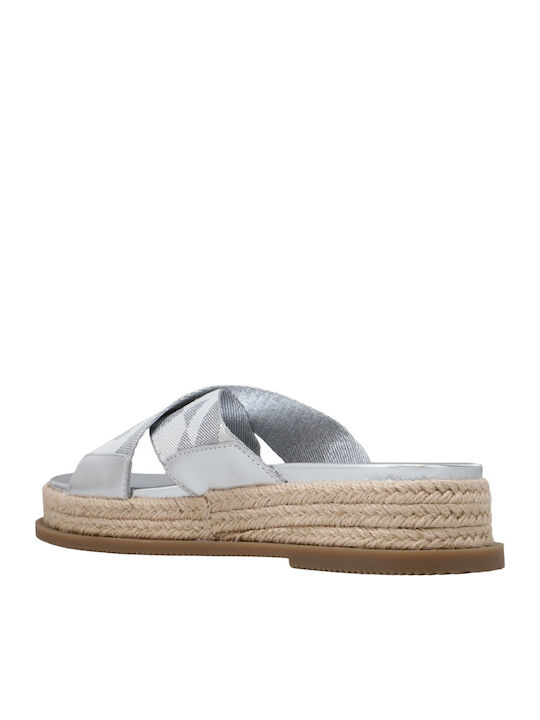 Fabric Women's Espadrilles in Silver Colour