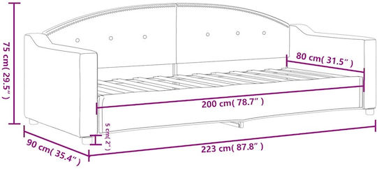 Sofa Bed Single Upholstered with Fabric Beige with Slats for Mattress 80x200cm
