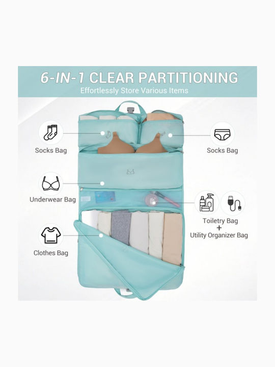 Miss Lulu Travel Suitcases Blue with 4 Wheels