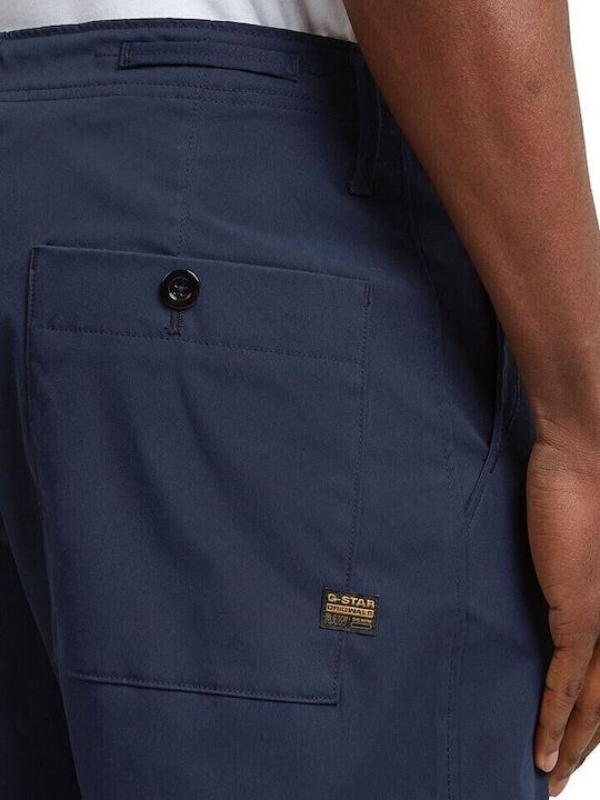 Pleated Παντελόνι Chino σε Relaxed Εφαρμογή Μπλε