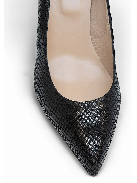 Leather Heels with High Heel Black