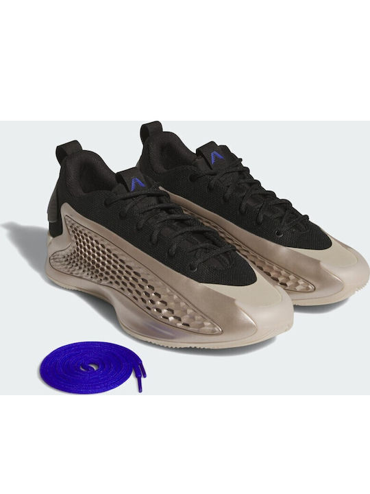 Anthony Edwards 1 Low Basketball Shoes Champagne Metallic Core Black Lucid Blue