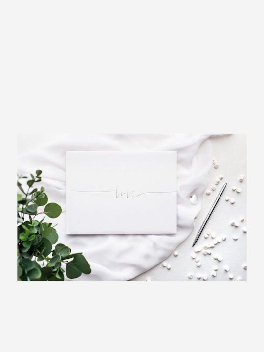 White Wedding Wish Book Love Silver Letters