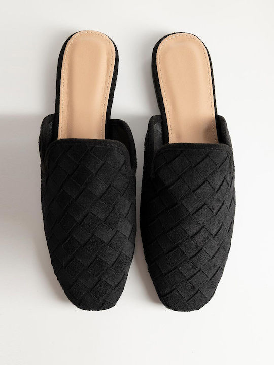 Flat Suede Mules In Black Colour A26-310-9790-Black