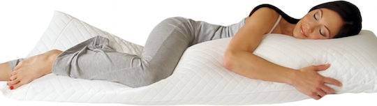 Μαξιλάρι Λαδί Καφέ Μαξιλαροθήκη Body Pillow 50×160cm Ultra Sonic Καπιτονέ – Λευκό Ιδανικό Εγκυμονούσες & Πλευρικό Ύπνο