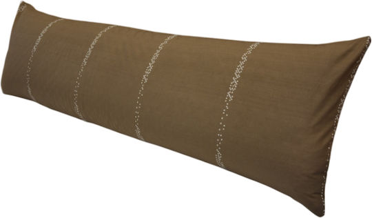 Μαξιλάρι Λαδί Καφέ Μαξιλαροθήκη Body Pillow 50×160cm Ultra Sonic Καπιτονέ – Λευκό Ιδανικό Εγκυμονούσες & Πλευρικό Ύπνο