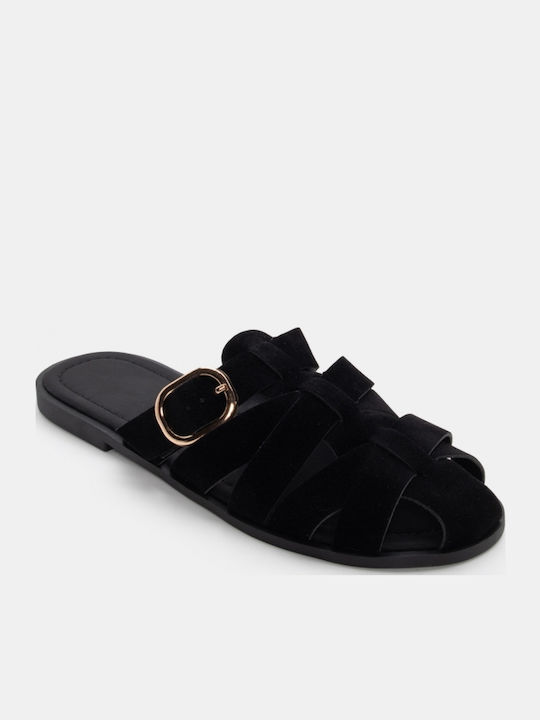 Flache Damen Sandalen Schwarz
