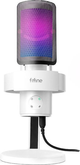 Fifine A9W Δυναμικό Μικρόφωνο USB Επιτραπέζιο σε Λευκό Χρώμα