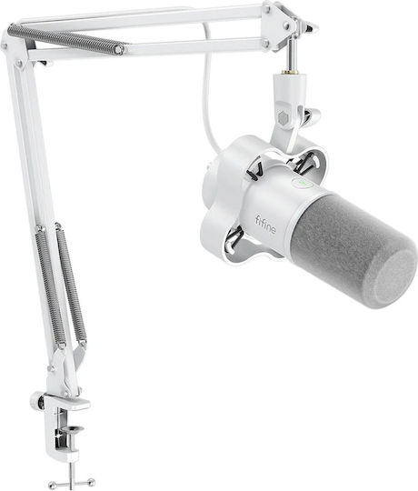 Fifine K688W Δυναμικό Μικρόφωνο Shock Mounted σε Λευκό Χρώμα