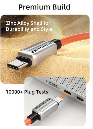 Cabletime USB 2.0 Cable USB-C Male - USB-C 240W PD White 1m CT-CM240-ZSW1
