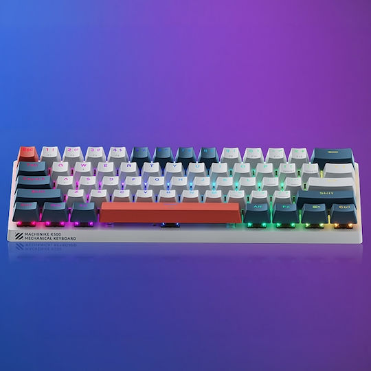 Machenike K500-B61 Gaming Μηχανικό Πληκτρολόγιο 60% με Custom Red διακόπτες και RGB φωτισμό (Αγγλικό US) White/Blue