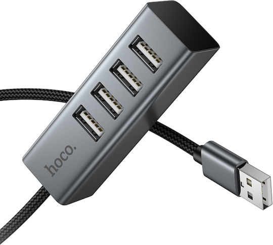 Hoco USB-Hub 4 Anschlüsse USB 2.0 mit USB-A Anschluss Grau