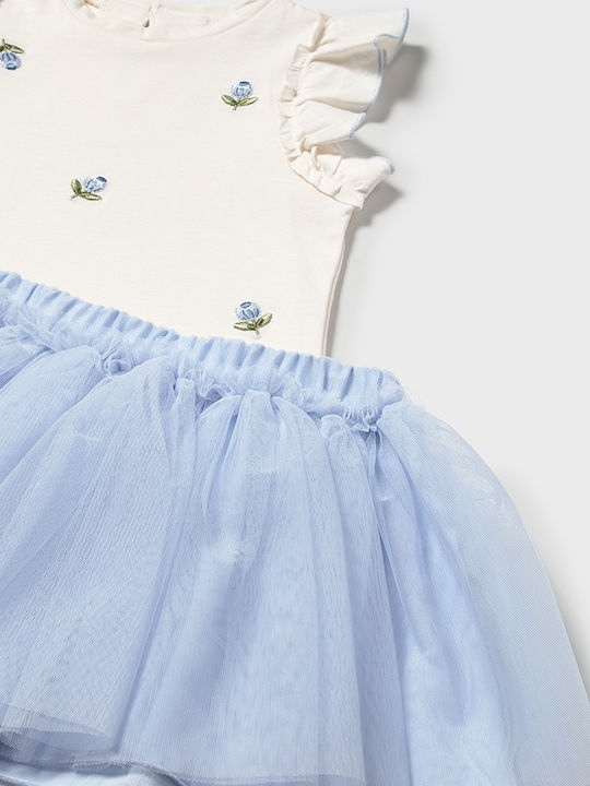 Kinder-Set mit Rock Sommer 2Stück Sky Blue