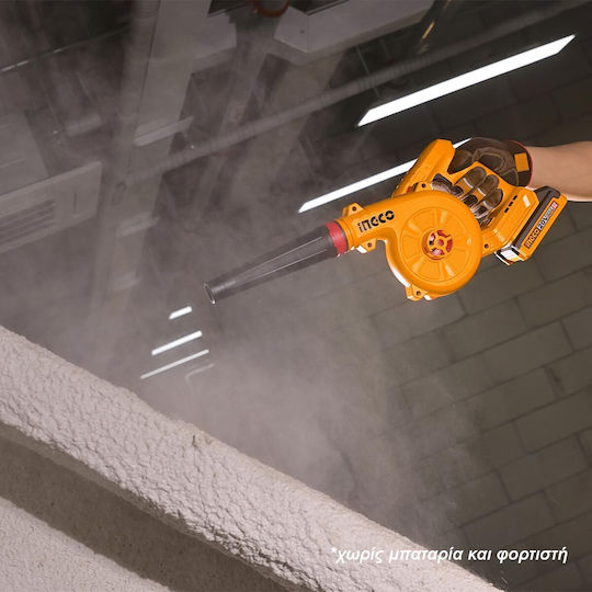 Ingco Handheld Battery Leaf Blower 20V Solo with Volume Control & Maximum Air Speed 259.2km/h