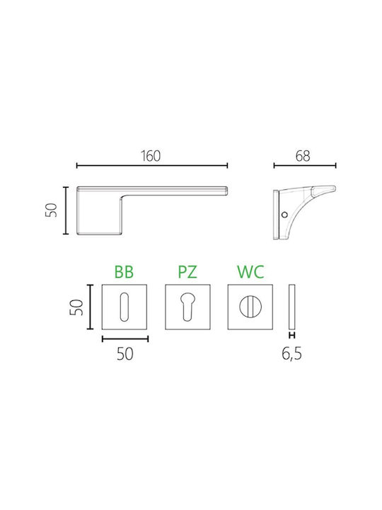 Ilavio 2452 Door Handle Matte Chrome Pair