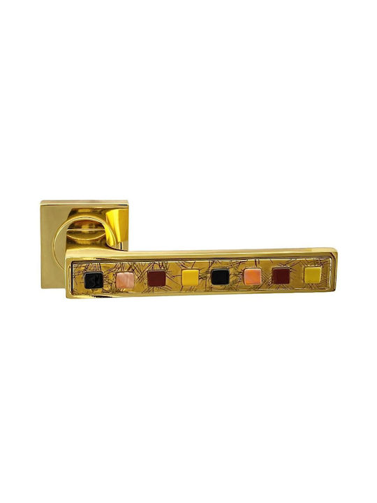 Türgriffe Rosette Linea Cali Brera 1172 Gold Kristall Rechts Sicherheit Zylinder