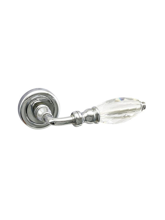 Door Handles Rosette Linea Cali Diamante Chrome Swarovski Crystal Right Cylinder Security