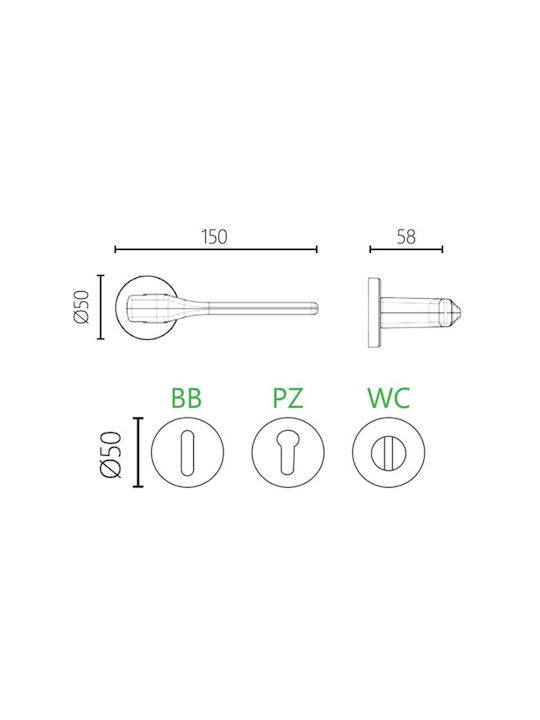 Ilavio 2771 Matte Nickel Rosette Door Handles Security Pair Front Door