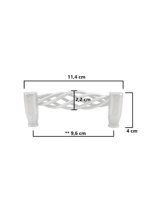 Arte 110 Λαβή Επίπλου από Ζάμακ Κασσίτερος 114mm (Απόσταση Κέντρων 96mm)