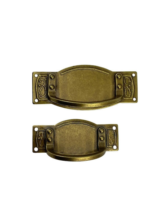 Herrajes Palencia Antik Handgriff Möbelgriff Bündiger Griff aus Metallisch in Gold Farbe 100mm (Zentrenabstand 64mm) 410527 1Stück