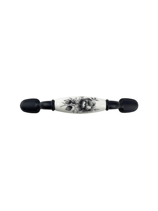 TMC Handgriff Möbelgriff aus Porzellan in Schwarz Farbe 132mm (Zentrenabstand 96mm) 2075-85-128-246 1Stück