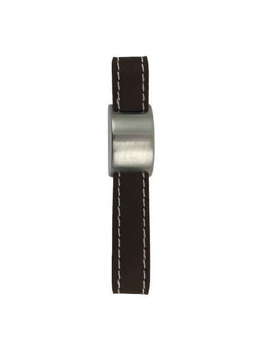 Knob Furniture made of Leather & Metallic in Brown Color 112mm EM-EDS-7070-MAT-NIKEL 1pcs