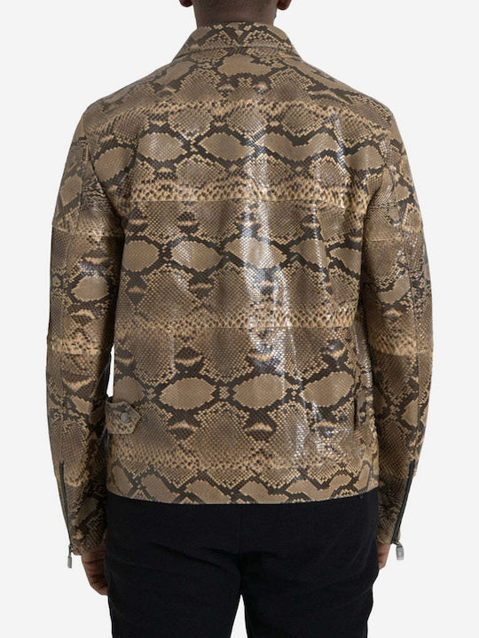 Dolce & Gabbana Байкър Кожено Мъжко Яке Бежово