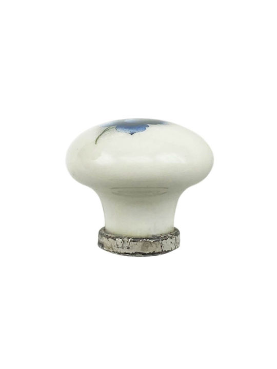 Möbelgriff Gem Pc 50 Antik Silber Weiß Blau Durchmesser 31mm