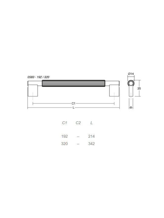 Mâner Pentru Mobilier Viefe Arpa 0583 L30 Negru Periat 192mm