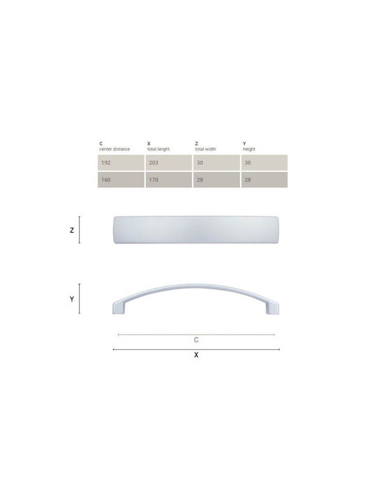 Mâner Pentru Mobilier Citterio Line 303 Nichel Mat 192mm