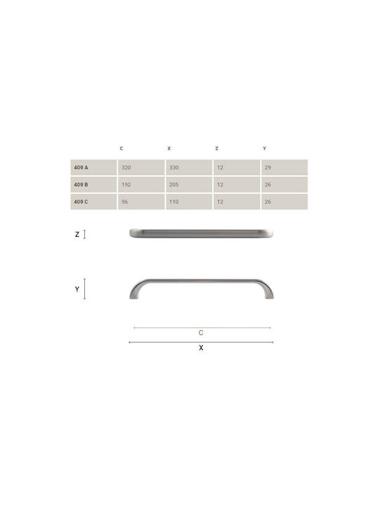 Mâner Pentru Mobilier Citterio Line 409 Mat Alb 192mm