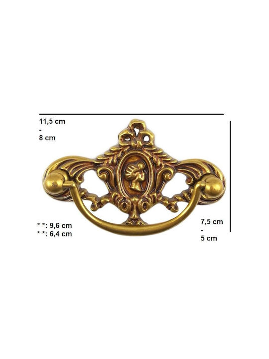Möbelgriffe Kremasta Besana 1222 Gold Patina Avo 64mm