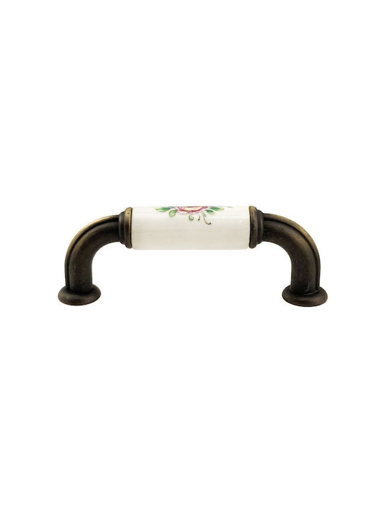 Möbelgriff Gem Mz S755 64mm Bronze Rosa Blumen