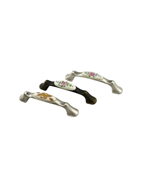 Möbelgriffe Gem Mz 1265 96mm Antik Silber Braun Blume