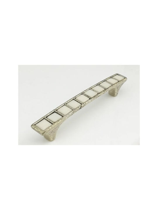 Möbelgriffe Gem Mz 646 96mm Antik Silber Weiße Porzellan