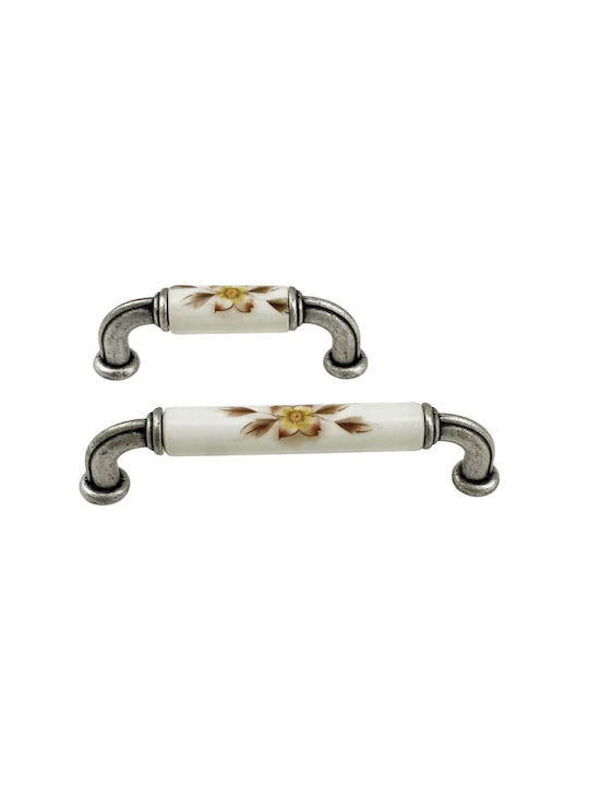 Möbelgriff Gem Mz S755 64mm Antik Silber Braun Blume