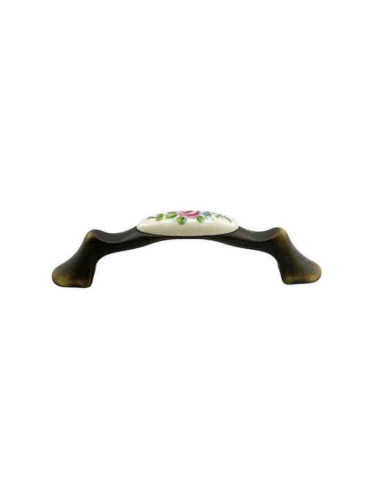 Möbelgriff Gem Mz 1265 96mm Bronze Rosa Blumen