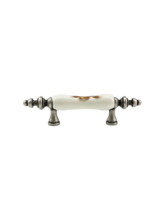 Möbelgriffe Gem Mz 1280 64mm Silber Antik Kaffee Blumen Porzellan