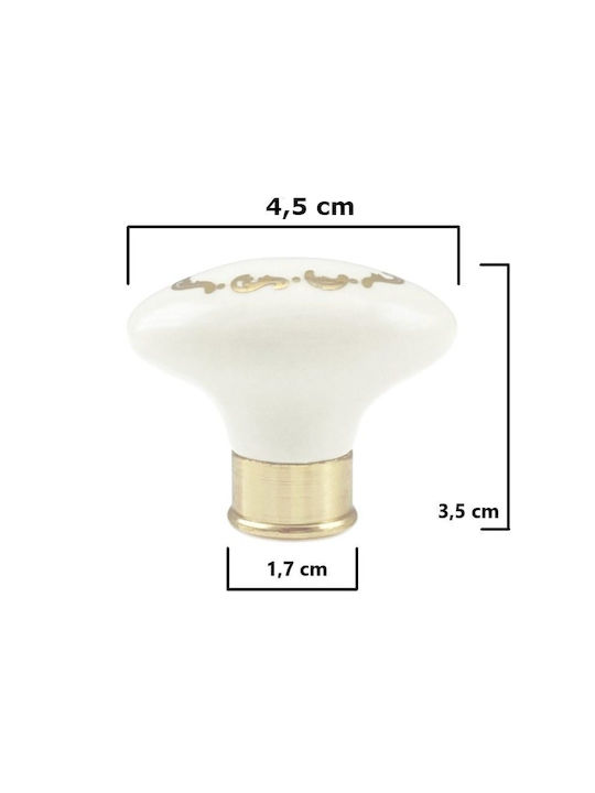 Möbelgriff Gem Pp 42 Gold Weißer Gebrochener Porzellan Goldene Dekoration Φ45mm