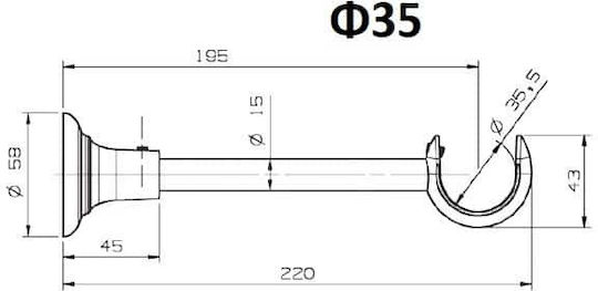 Zogometal Baza șinei pentru perdele Perete din Metal Argintiu 1buc