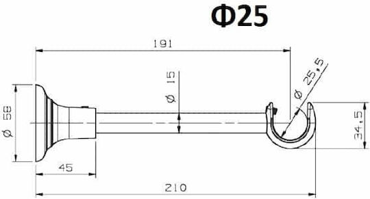 Zogometal Baza șinei pentru perdele Perete din Metal Bronz 1buc