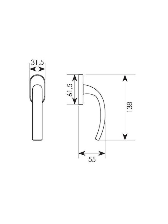 Zogometal 302 Λαβή Παραθύρου Ασημί 302