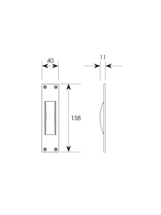 Zogometal Νίκελ Ματ Recessed Door Flush Handle 230 158mm