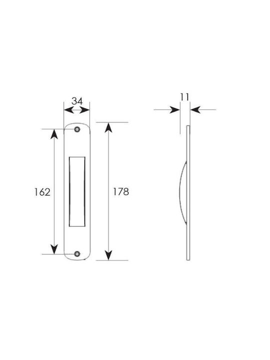Zogometal Door Flush Handle with Hole Length 178mm (Hole Centers 162mm) 219
