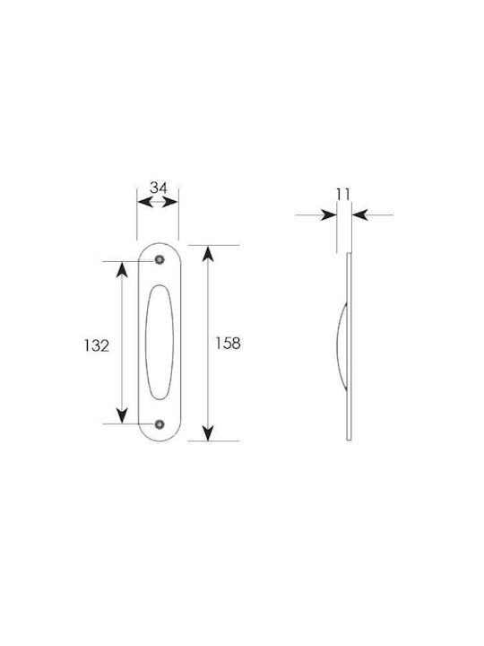 Zogometal 220 Door Flush Handles with Key Hole 158mm Length (Hole Centers 132.4mm) 220