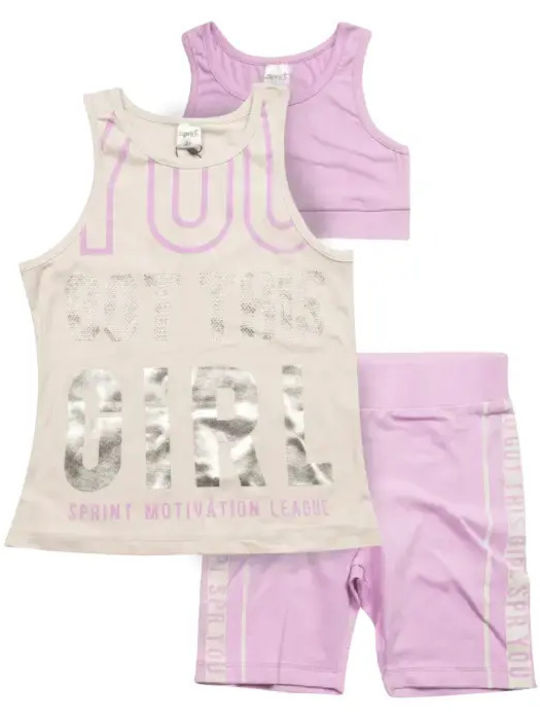 Kids Clothing Set with Leggings Summer 2 Pieces Light Gray