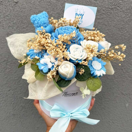 Buchet de Flori din Ceară de Soia Parfumat Themagio E Băiat 12 X 14cm Cutie Albă