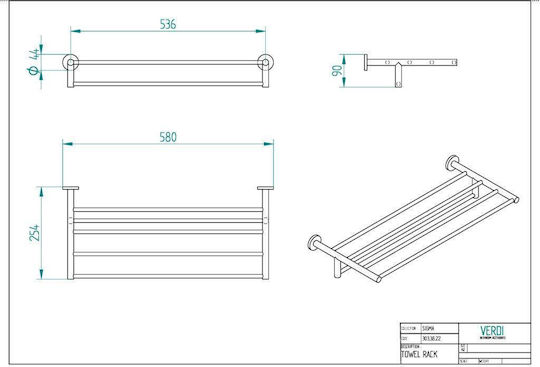 Ραφιέρα Verdi Sigma 3033866 Μπρονζέ 60x25x9cm Ραφιέρα Verdi Sigma 3033866 Μπρονζέ 60x25x9cm
