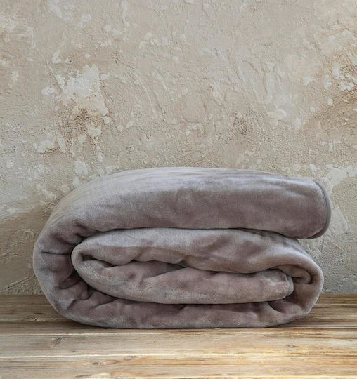 Nima Coperta Κουβέρτα Βελουτέ Μονή 160x220εκ. Cigar Beige